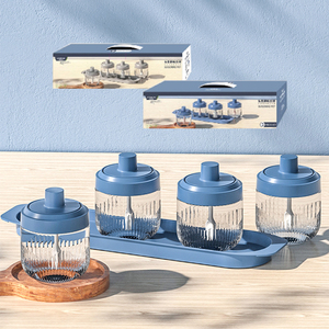 Récipient hermétique en verre borosilicaté à haute teneur en borosilicate de 260ml avec cuillère et couvercles - Product Image 1