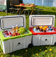Glacière à roulettes grande capacité 32L 56L, isotherme en PU, avec poignée, maintien au frais 48H pour le camping, la pêche, les camping-cars et les activités de plein air