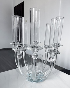 Décoration de Mariage de luxe candélabre en cristal Mariage 8 bras pilier Tube bougeoirs - Product Image 3
