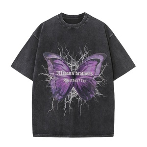 T-shirt court tendance vintage d'été pour hommes et femmes, nouveau, à manches courtes, ample, grande taille, style hip-hop, streetwear, délavé foncé - Product Image 4