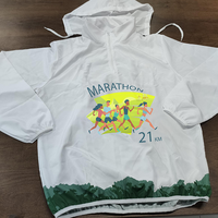 Chaqueta Cortavientos Impermeable para Maratón al Aire Libre con Logotipo Personalizado, Chaqueta Deportiva Holgada con Cierre de Cremallera Delantera de 1/4 y Manga Larga