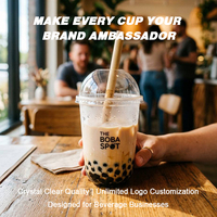 Gobelet en plastique PET à fond rond de 16 oz, 20 oz, 24 oz avec couvercle en dôme, gobelet en plastique personnalisé avec logo pour bubble tea, boissons froides, restauration, à emporter