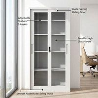 Hierro 2 deslizante cerradura moderna doble altura completa biblioteca hogar almacenamiento MUEBLES ACERO Oficina metal vidrio puerta archivador