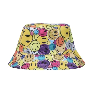Luxury Creative Design Factory Wholesale Colorful Smile Shape Custom Logo Bucket Hat Cap Bucket Caps