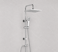 Ensemble de douche carré chromé moderne pour salle de bain, avec pommeau de pluie haute pression et douchette à main, pour l'approvisionnement de projets