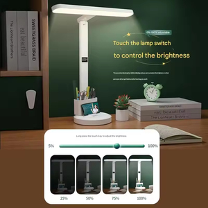 Opvouwbare moderne bureaulamp LED DC/AC E26 Dimbaar Oogbescherming Multifunctioneel Ingebouwde tijdweergave Leren Lezen Nachtlamp - Product Image 2