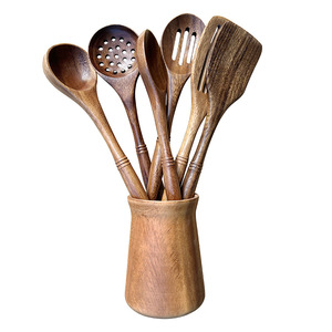 Sunshine Hemu Wooden Kitchen Utensil Set 5 Pieces Heat Resistant Spatula Spoon Cooking Tool Set - Product Image 1