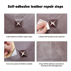17*79 pouces élastique collé en <span class=keywords><strong>cuir</strong></span> <span class=keywords><strong>auto</strong></span>-adhésif pour canapé, bande de feuille de réparation en <span class=keywords><strong>cuir</strong></span> imperméable pour la décoration automatique - Product Image 4