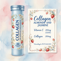 Comprimés effervescents de collagène à la vitamine C sans sucre pour adultes