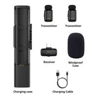 Microphone Lavalier Sans Fil Bluetooth 4-en-1 avec Réduction de Bruit pour Diffusion en Direct en Extérieur, Micro USB