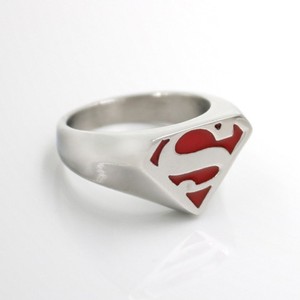 Bague Signet Logo Superman Super-héros en Alliage Multicolore Noir Or Argent Rouge Émail Bande Triangulaire Anneaux Ouverts Ajustables - Product Image 4