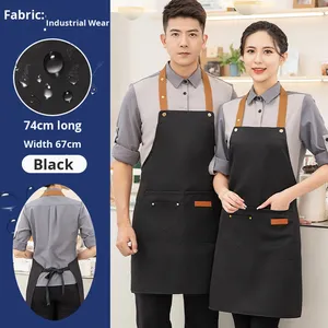 Venta al por mayor en Stock logotipo personalizado impreso mujer lienzo impermeable delantal comercial Catering <span class=keywords><strong>camarera</strong></span> ropa de trabajo restaurantes bares - Product Image 6