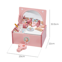 PHOOHI Ensemble de maquillage en bois rose pour filles: chaise de coiffeuse pour tout-petits, kit cosmétique de jeu de simulation pour un plaisir éducatif