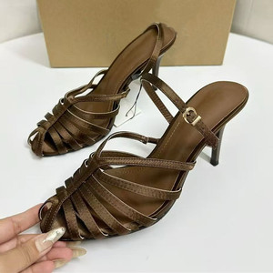Elegant Celebrity-style Pumps With <b>Closed</b> <b>Toe</b> Vamp and Back Ankle Strap Women Low <b>Heeled</b> Sandals - Product Image 1