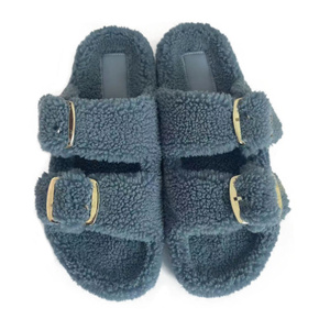 2023 pantoufle diapositives concepteur femmes dames moelleux fausse fourrure pantoufle fourrure de <span class=keywords><strong>mouton</strong></span> mode pour les femmes plat en peluche caoutchouc <span class=keywords><strong>laine</strong></span> pantoufles - Product Image 4