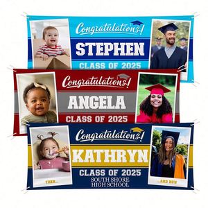 Personalized Graduation Vinyl Photo <b>Banner</b> Congrats Grad Class of 2025 Yard Signs Party Favors Decoration for Events - Product Image 1