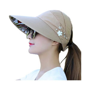 Wholesale Fashion Womens Ladies Summer Vacation Wide Foldable <b>Hat</b> Anti-UV Beach Visor Caps Casual <b>Hats</b> - Product Image 2