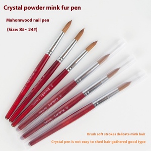 Ensemble de 9 pinceaux à ongles en poils de zibeline, manche en bois rouge, pour peinture, dessin, gel, extension, outils de manucure professionnels - Product Image 5