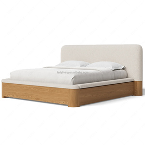 FERLY Solid Oak King <strong>Size</strong> <strong>Bed</strong> <strong>Frame</strong> with Storage Drawers Luxury Velvet Upholstered Headboard Bedroom Furniture Custom Home Hotel - Product Image 4