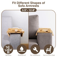 Premium Naturel Bambou Pliable Canapé Tasse Snacks Titulaire Anti Slip Bras Table Clip Canapé Bras Plateau Bambou Canapé Plateau