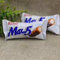 Quantité minimale de commande bas Mini joint arrière fini brillant de petite taille 2.5kg Sandwich barre de chocolat Long Snack sac d'emballage alimentaire avec papier d'aluminium