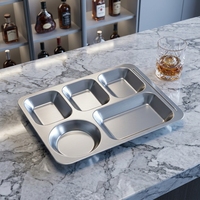 Boîte à lunch bento à grande capacité avec 5 compartiments, 1500 ml, en acier inoxydable, récipient divisé, passe au lave-vaisselle, pour adultes