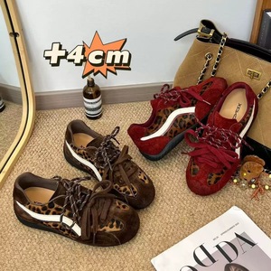 Leopard Print Suede Patchwork Casual Sneakers for Women 4cm Low Top Flat Walking Shoes Comfortable Daily Footwear - Product Image 6