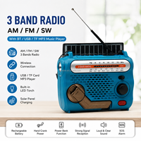 Radio d'urgence solaire à manivelle ELETREE PX-771 FM AM SW avec haut-parleur Bluetooth, lecteur MP3 USB TF et lampe torche LED
