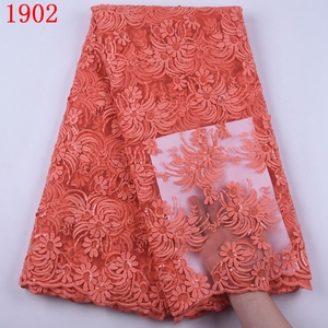 Tessuto in Pizzo Africano <span class=keywords><strong>Bianco</strong></span> con Perline Ricamate Abito in <span class=keywords><strong>Tulle</strong></span> con Paillettes per Feste Femminili Nigeriane 1902 - Product Image 4