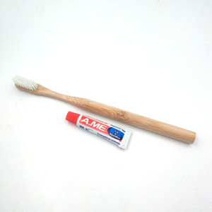Brosse <span class=keywords><strong>à</strong></span> dents en bambou <span class=keywords><strong>à</strong></span> poignée ronde jetable avec <span class=keywords><strong>pâte</strong></span> approuvée par l'hôtel - Product Image 3