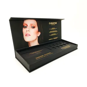 Logotipo de luxo da folha de ouro personalizada, grande caixa de presente de cosméticos magnética