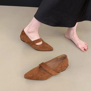 Nuove Scarpe da Donna 2026 Stile Coreano in Camoscio Tinta Unita con Punta Affusolata, Cinturino con Fibbia Metallica e Tacco Interno Rialzato, Modello Granny Autunnale - Product Image 2