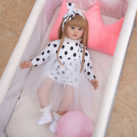 Venta caliente bebé Reborn silicona 24 pulgadas linda chica con pelo largo bebé Reborn de silicona