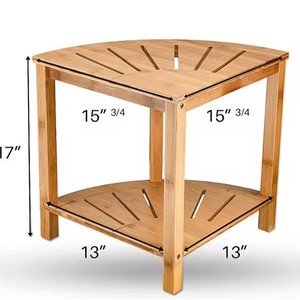 Bamboo <b>Bathroom</b> <b>Stool</b> Double Layer Storage Chair With Rack Minimalist Design For Shower And Toilet Use - Product Image 3