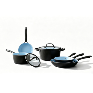 Blue Striped FT-602 Non-Stick Cookware Set 12 Piece Kitchen Stovetop Compatible - Product Image 2