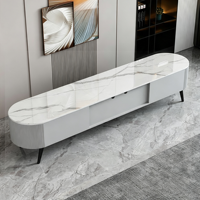 Ensemble Table Basse et Meuble TV Style Italien Moderne Luxe Léger avec Plateau en Pierre – Console de Divertissement pour Petit Appartement et Salon