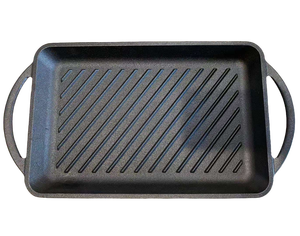 Heavy-Duty Sustainable Cast Iron Roasting <strong>Pan</strong> for Outdoor Camping <strong>Grill</strong> Rectangle Ribbed Plate Handle Oven Dishwasher Safe - Product Image 5