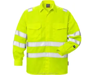 安全産業用ボイラースーツ全体的な作業服ロゴ付きの視認性の高いセキュリティ反射シャツ