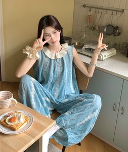 Pyjama pantalon ensemble deux pièces ensemble vêtements pour femmes <span class=keywords><strong>Homewear</strong></span> été corée confort décontracté mode respirant coupe ample <span class=keywords><strong>grande</strong></span> <span class=keywords><strong>taille</strong></span> - Product Image 2