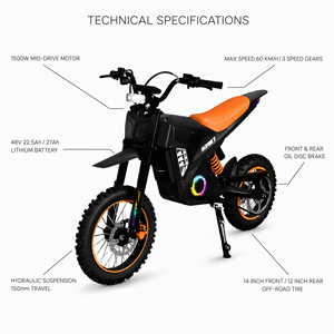 Moto tout-terrain électrique MT-X 2000W 48V pour adultes, freins à disque hydrauliques, suspension intégrale, vente en gros d'usine OEM - Product Image 3