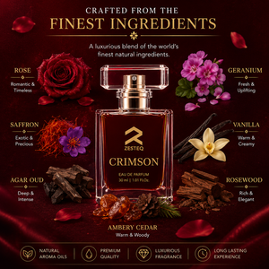 น้ำหอม Zesteq Crimson Long Lasting Liquid Eau De Parfum 30 มล. ชุดของขวัญสำหรับผู้หญิง ได้มาตรฐาน IFRA ติดทนนาน 7-8 ชั่วโมง กลิ่นกุหลาบ วานิลลา หญ้าฝรั่น และอูด - Product Image 6