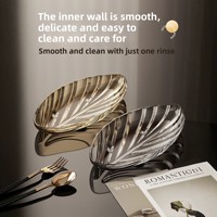 Bladsvormige plastic oplaadbare fruit schaal - duurzaam, grote capaciteit, minimalistisch & licht luxe design voor thuisdecoratie, geschikt voor serveren (OEN/ODN)