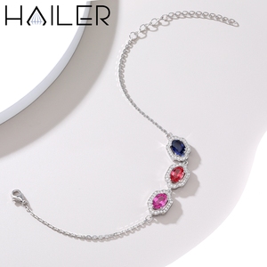 Lab Grown Pink Sapphire <strong>Bracelet</strong> 925 <strong>Sterling</strong> <strong>Silver</strong> Oval Cut Three Stone Adjustable Halo Chain <strong>Bracelet</strong> for <strong>Women</strong> Gift - Product Image 3