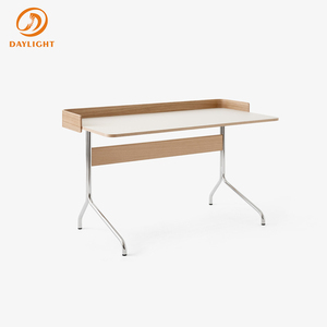 Escritorio de Estudio Minimalista para Estudiantes con Estante Integrado para Libros, Mesa de Estudio Ergonómica con Marco de Metal con Aspecto de Madera para <span class=keywords><strong>Aula</strong></span> Escolar - Product Image 5