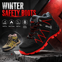 Bottes de travail de sécurité en acier pour hommes, doublées et chaudes, à tige haute, semelle en caoutchouc, chaussures de protection pour la construction industrielle
