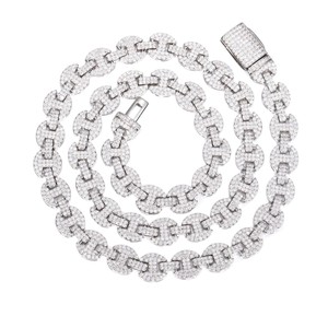 Cross-Border para <span class=keywords><strong>Amazon</strong></span> Europa EE. UU. 6MM Nariz de cerdo Cuba <span class=keywords><strong>Cadena</strong></span> 925 <span class=keywords><strong>Plata</strong></span> Hombres Hip Hop Collar Completo T-Square Moissanite - Product Image 6
