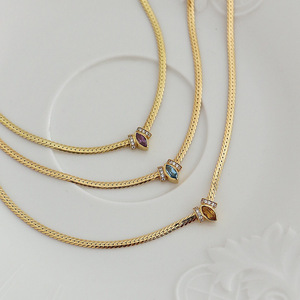 Collana con catena a forma di serpente in acciaio inossidabile placcato oro 18K Hip Hop collana a catena cubica con goccia d'acqua cubica - Product Image 5