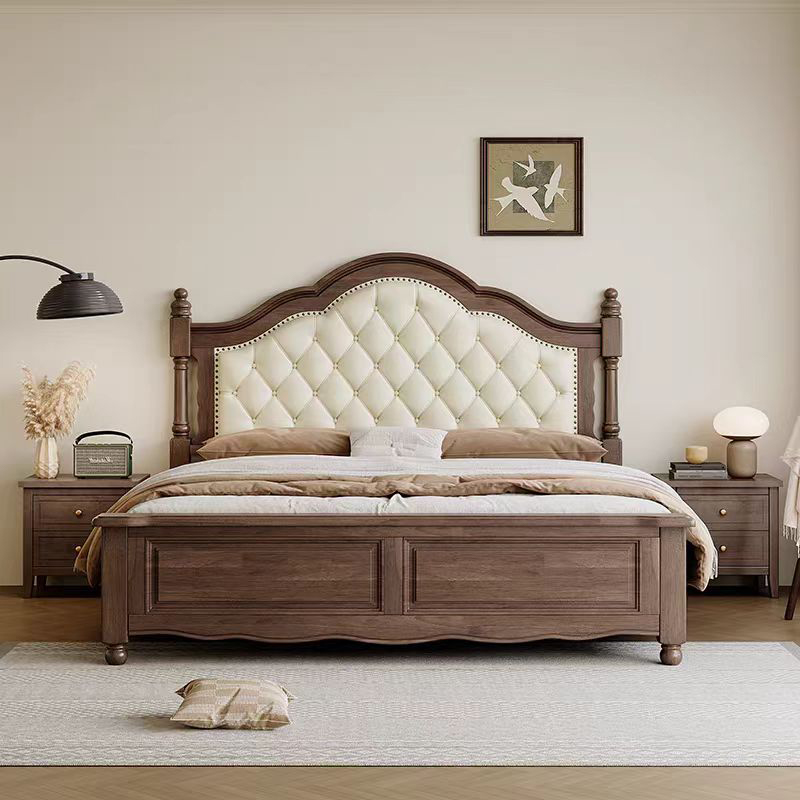 Letto matrimoniale in legno massello in stile americano con