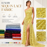 Tissu en tulle doux multicolore avec dentelle en maille et sequins scintillants pour robes de soirée, robes de cérémonie, sur mesure OEM