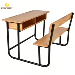 Meubles pour collèges, table à double position personnalisée avec plateau en mélamine et banc de bureau avec cadre en métal robuste et tiroirs pour salle de classe - Product Image 3